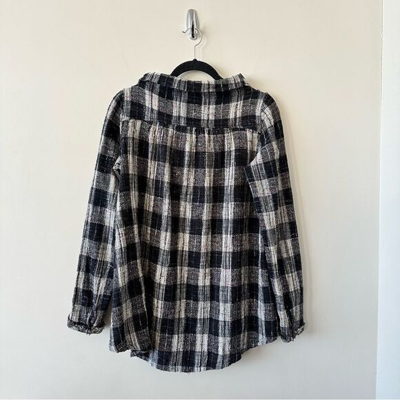 Free People-Walk In The Park Plaid Cowl Neck Tunic Top - Picture 4 of 12